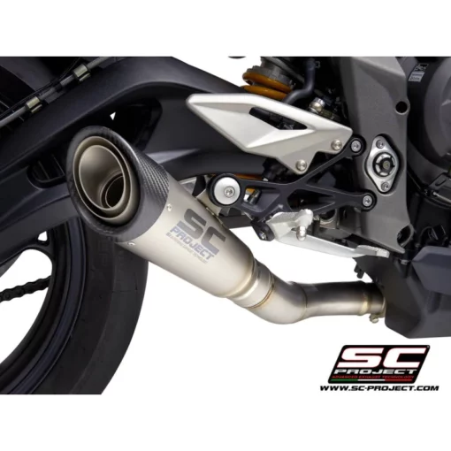 SC Project S1 Muffler Titanium with carbon fiber end cap for Triumph Street Triple 765 (2017 19) (T18B LTS41T) 1