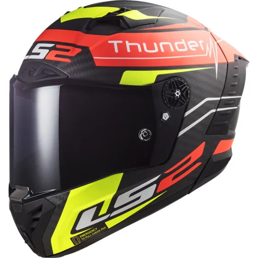 LS2 FF805 Carbon Racing Attack Matt Red Hi Viz Yellow Helmet 2