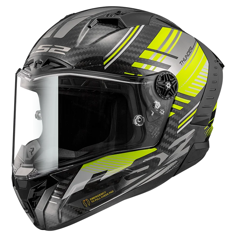 LS2 FF805 Carbon Vol Gloss Black Hi Viz Yellow Helmet 1