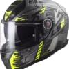 LS2 FF811 TechBot Gloss Titan Black Hi Viz Yellow Helmet 1