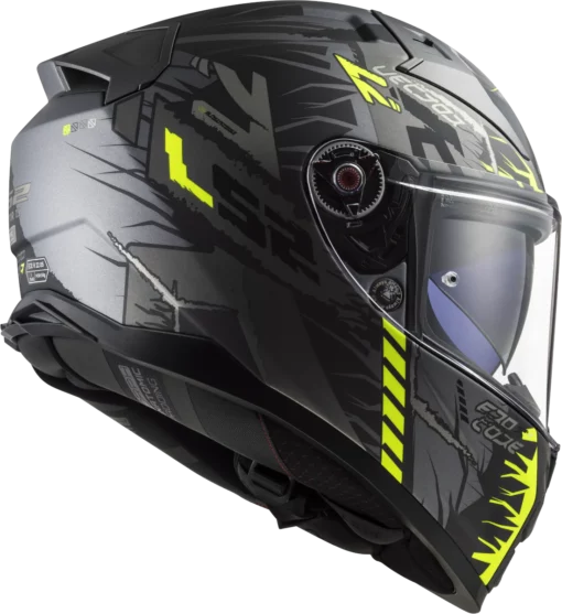 LS2 FF811 TechBot Gloss Titan Black Hi Viz Yellow Helmet 2