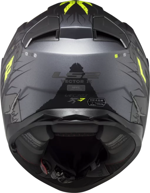 LS2 FF811 TechBot Gloss Titan Black Hi Viz Yellow Helmet 3