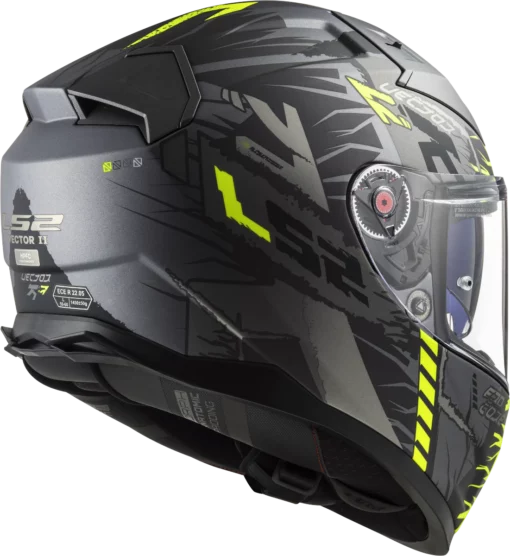 LS2 FF811 TechBot Gloss Titan Black Hi Viz Yellow Helmet 4