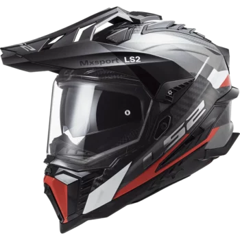 LS2 MX701 Carbon Explorer Frontier Gloss Titanium Red Helmet 1