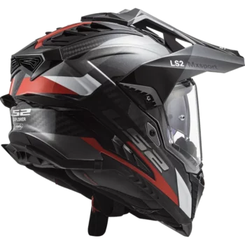 LS2 MX701 Carbon Explorer Frontier Gloss Titanium Red Helmet 2
