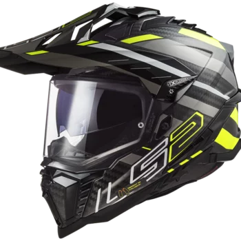 LS2 MX701 Explorer Carbon Edge Gloss Black Hi Viz Yellow Helmet 1