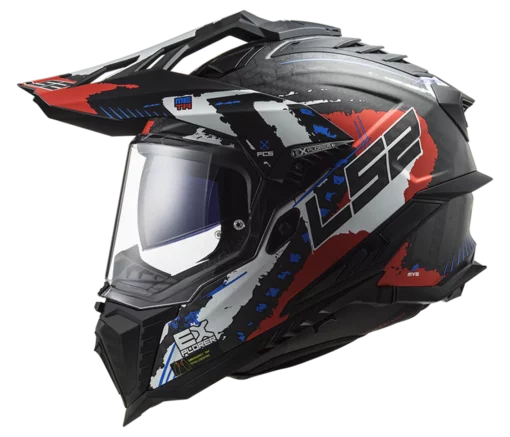 LS2 MX701 Explorer Carbon Extend Matt Black Red Helmet 1