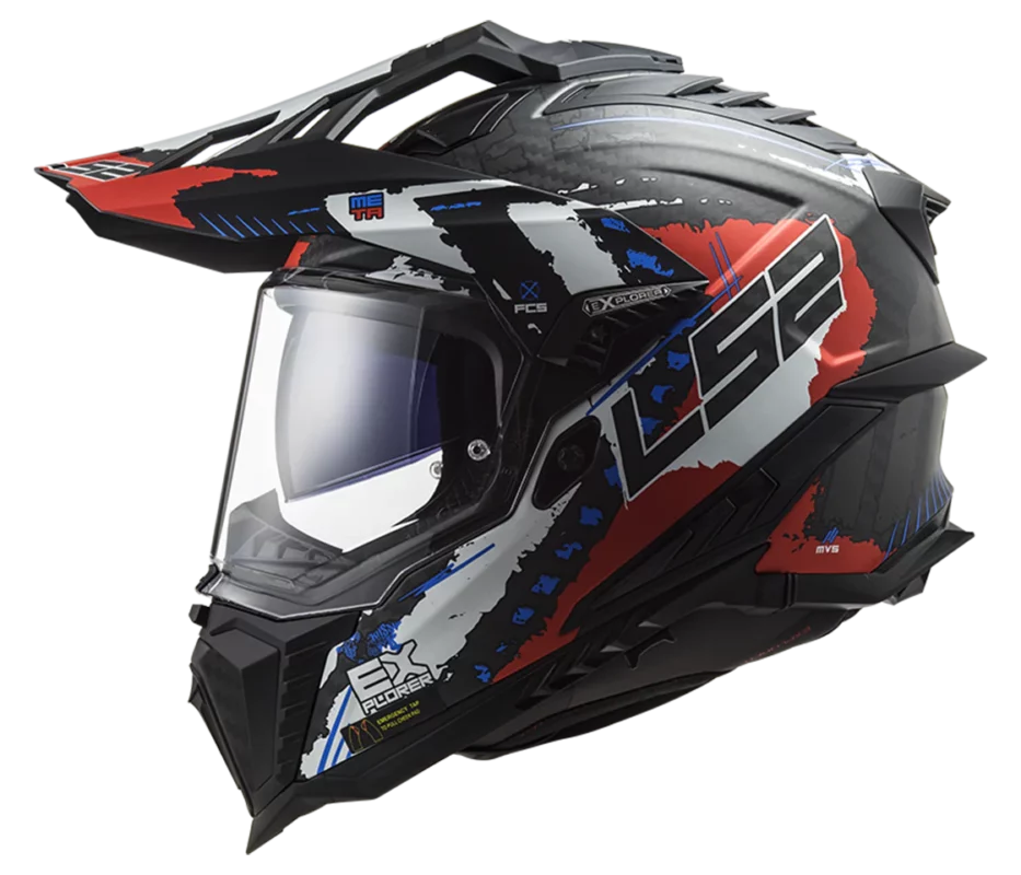 LS2 MX701 Explorer Carbon Extend Matt Black Red Helmet 1