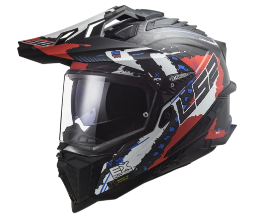 LS2 MX701 Explorer Carbon Extend Matt Black Red Helmet 2