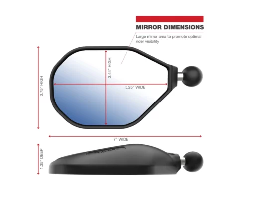 RAM Mounts Tough Mirror Right Mirror with Ball 4