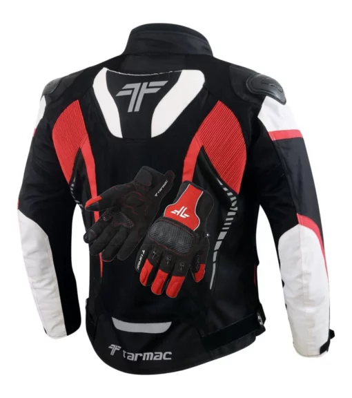 Tarmac Corsa Level 2 Black White Red Riding Jacket (Free Tex Gloves) 1
