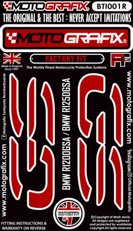 Motografix GS Logo Infills 3D Gel Decals for BMW 1200GSA 1250GSA (2014 23) (BT1001R) 1