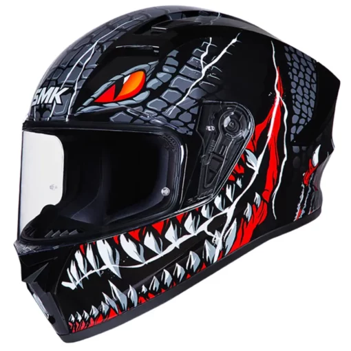 SMK Stellar Sport Taotei Gloss Black Grey Red Helmet 1
