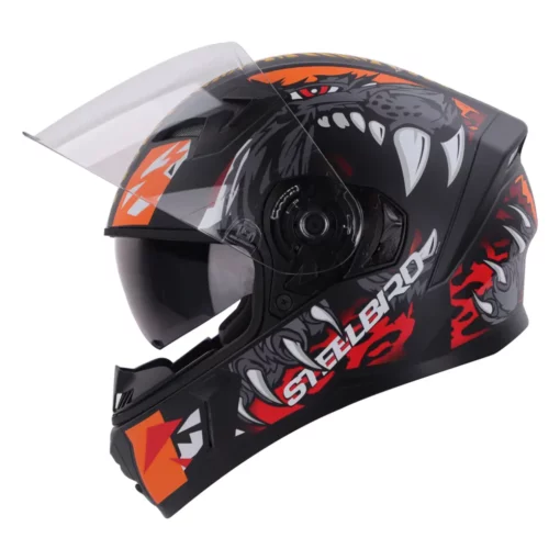 Steelbird SBA 21 Dual Visor Pantha Gloss Black with Orange Helmet 3