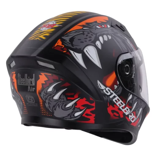 Steelbird SBA 21 Dual Visor Pantha Gloss Black with Orange Helmet 5