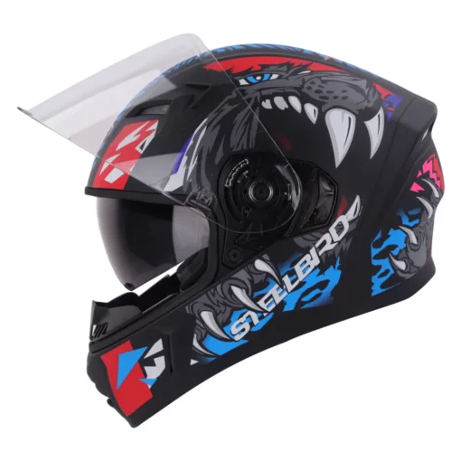 Steelbird SBA 21 Dual Visor Pantha Gloss Black with Red and Blue Helmet 3