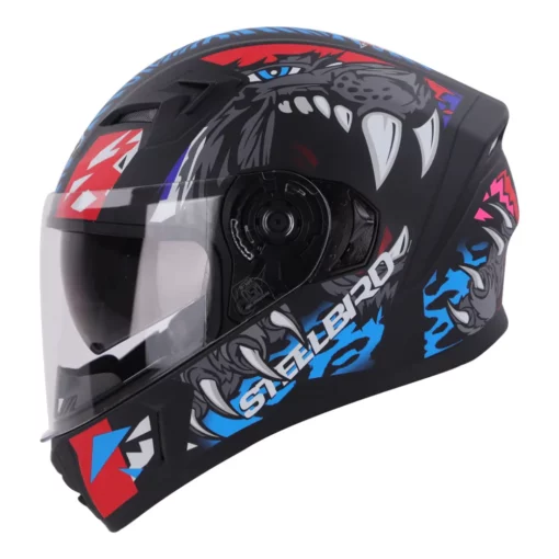 Steelbird SBA 21 Dual Visor Pantha Gloss Black with Red and Blue Helmet 4