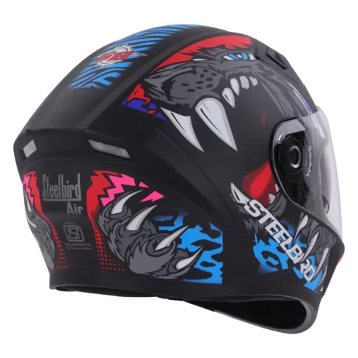 Steelbird SBA 21 Dual Visor Pantha Gloss Black with Red and Blue Helmet 5