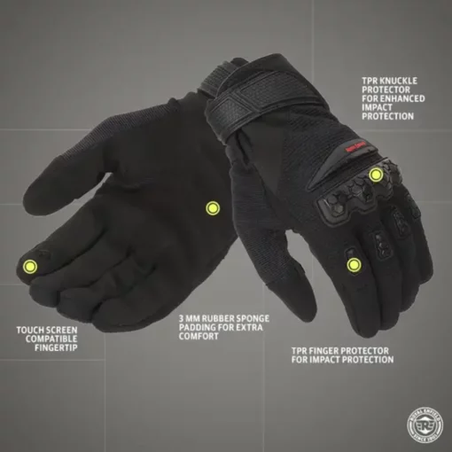 Royal Enfield Urban Hustler V2 Black Riding Gloves 3
