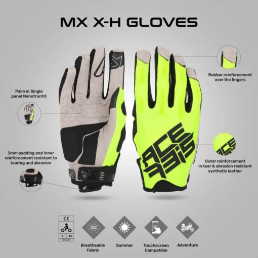 Acerbis MX X H Fluorescent Green Black Gloves 4