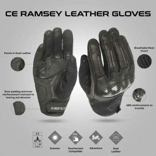 Acerbis RAMSEY LEATHER CE Black Gloves 3