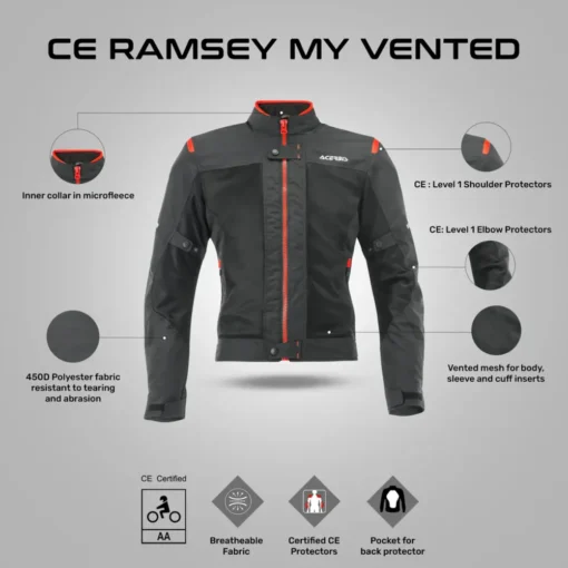 Acerbis Ramsey MY Black Red Vented Jacket 4