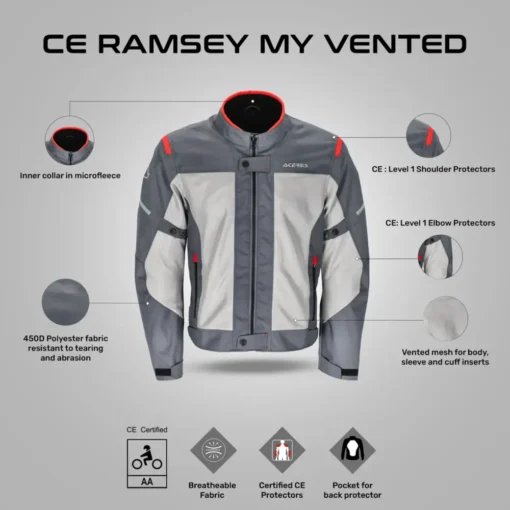 Acerbis Ramsey MY Grey Red Vented Jacket 4
