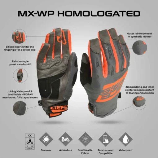 Acerbis X WP Homol. Orange Grey Gloves 3