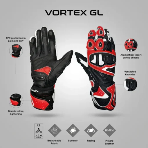 Ixon Vortex 3 White Red Gloves 3