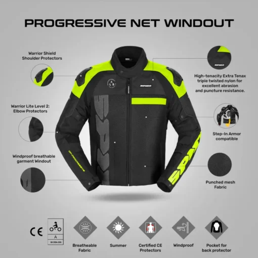 Spidi Progressive Net Windout Black Yellow Jacket 3