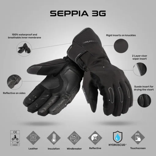 Tucano Urbano Black Seppia 3G Hydroscud Gloves 6
