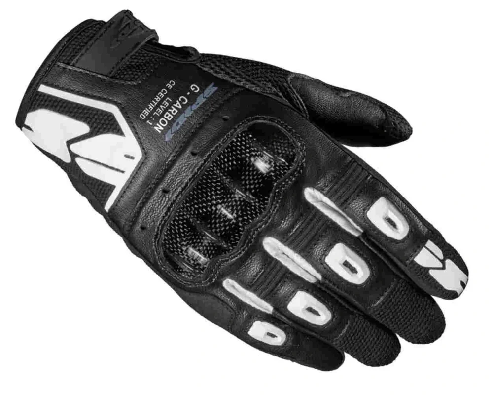 spidi g carbon black white gloves 1