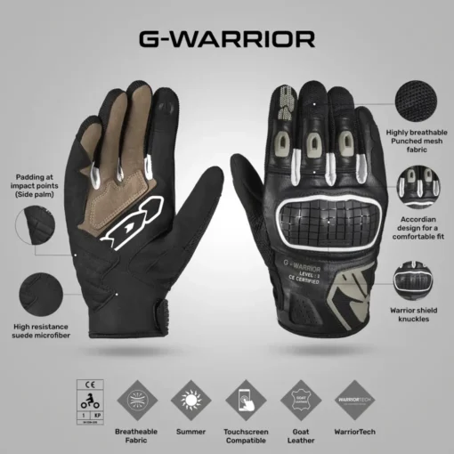spidi g warrior black sand gloves 4