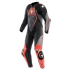 Dainese Audax D Zip 1Pc Perf. Leather Black Fluo Red Anthracite Riding Suit 1