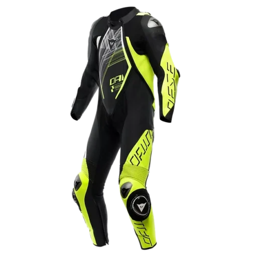 Dainese Audax D Zip 1Pc Perf. Leather Black Fluo Yellow White Riding Suit 1