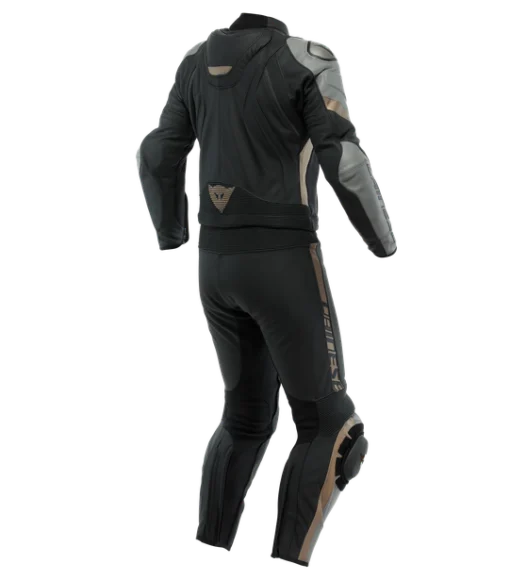 Dainese Avro 4 2Pc Leather Black Matt Charcoal Grey Tibetian Platinum Racing Suit 2