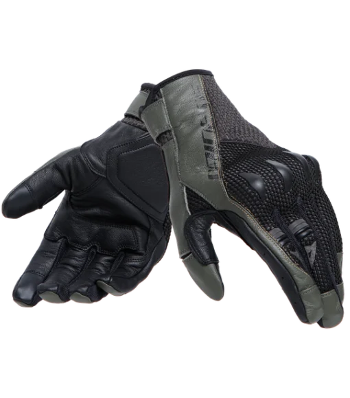 Dainese Karakum Ergo Tek Black Army Green Riding Gloves 1