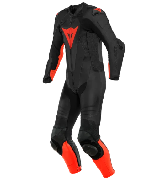 Dainese Laguna Seca 5 1Pc Leather Suit Perforated Racing Black Fluorescent Red Racing Suit 1