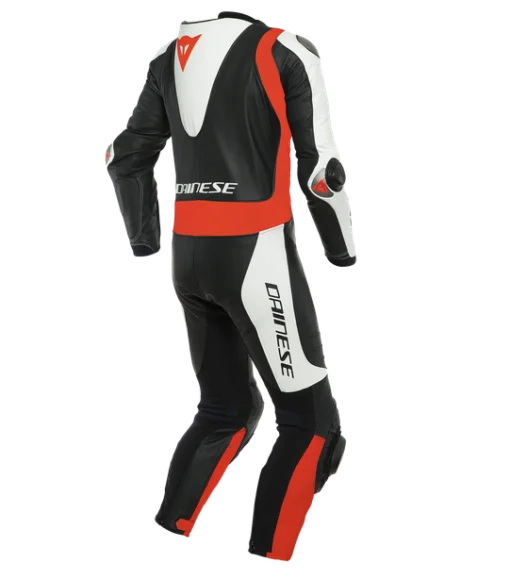 Dainese Laguna Seca 5 1Pc Leather Suit Perforated Racing Black White Fluorescent Red Racing Suit 2