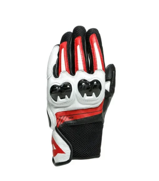 Dainese Mig 3 Leather Black White Lava Red Riding Gloves 2