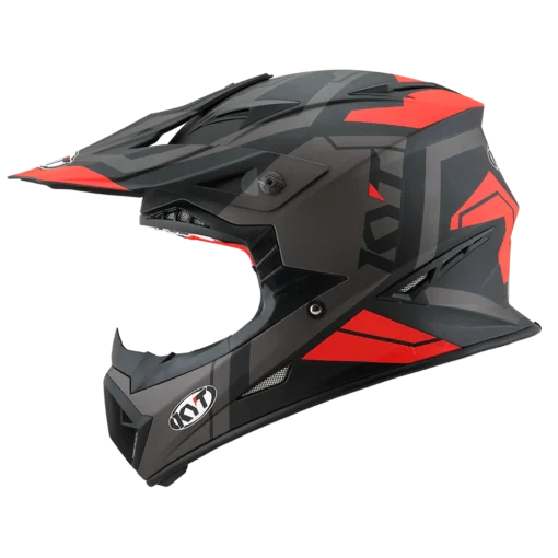 KYT Jumpshot #3 Matt Black Red Fluoroscent Helmet 1