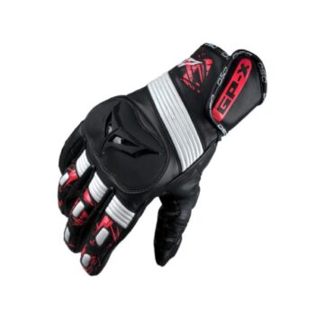 DSG GPX Black White Red Leather Gloves 1