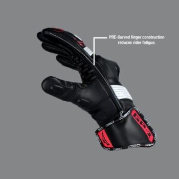 DSG GPX Black White Red Leather Gloves 2