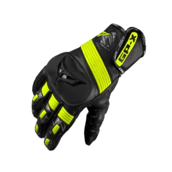 DSG GPX Black Yellow Fluorescent Grey Leather Gloves 1