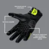 DSG GPX Black Yellow Fluorescent Grey Leather Gloves 5