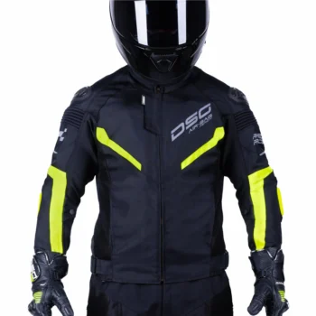 DSG Race Pro V2 Black Yellow Fluorescent Leather Jacket 1
