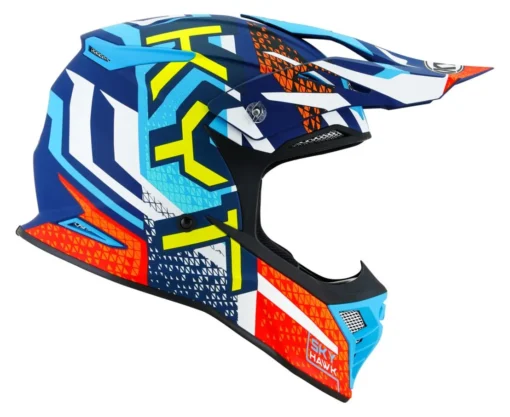 KYT Skyhawk Hyperflow Matt Light BlueRed Helmet (7)