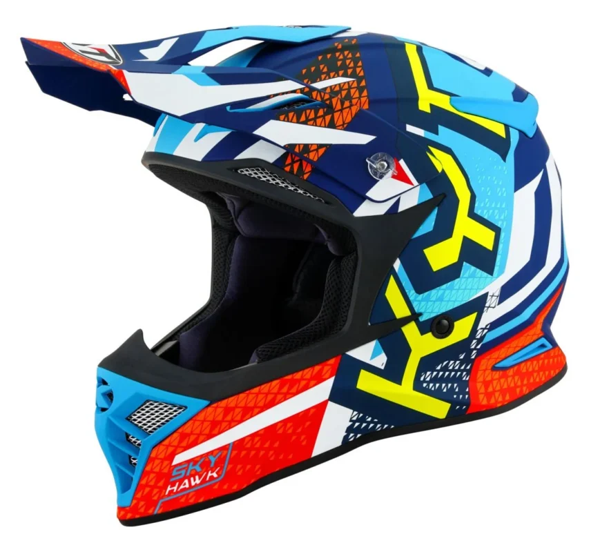 KYT Skyhawk Hyperflow Matt Light BlueRed Helmet (8)