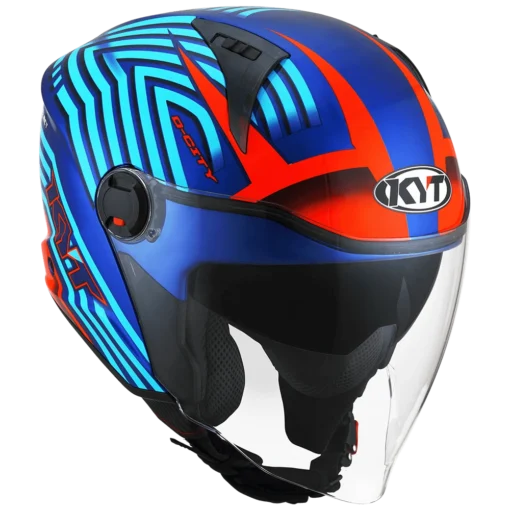 KYT D-City Lucent Blue Orange Helmet