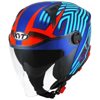 Alternative view of KYT D-City Lucent Blue Orange Helmet